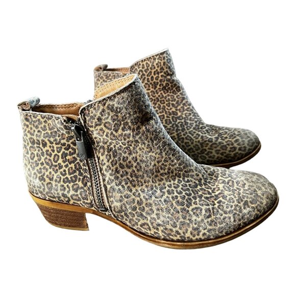 Lucky Brand LK-- Basel Leather Fur Cheetah Print Ankle Boots Sz 6 M Womens 1" Ch - Picture 1 of 16